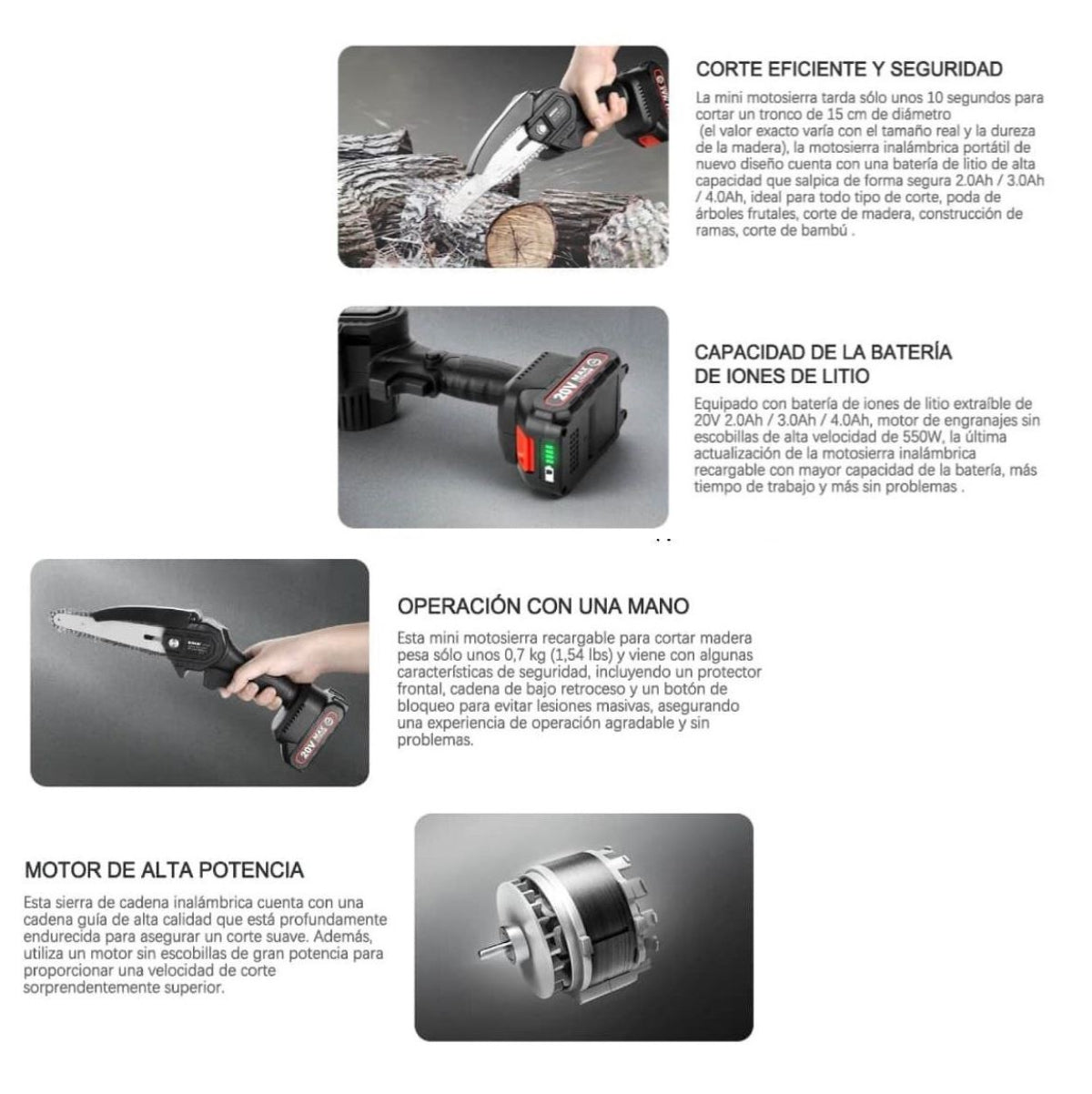 Motosierra PRO Portatil Doble Bateria